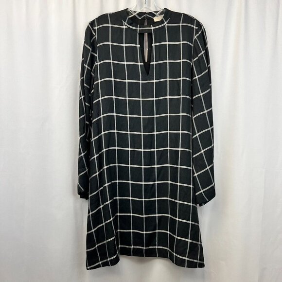 LOFT Dresses & Skirts - Loft Womens Multicolor Plaid Choker Neck Long Sleeve Shift Dress Size Medium New